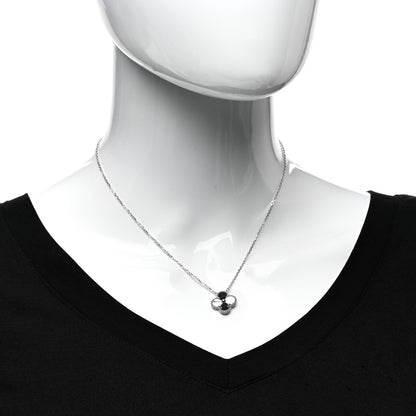 Van Cleef & Arpels 18K White Gold Guilloche Vintage Alhambra Pendant Necklace 2 of 6