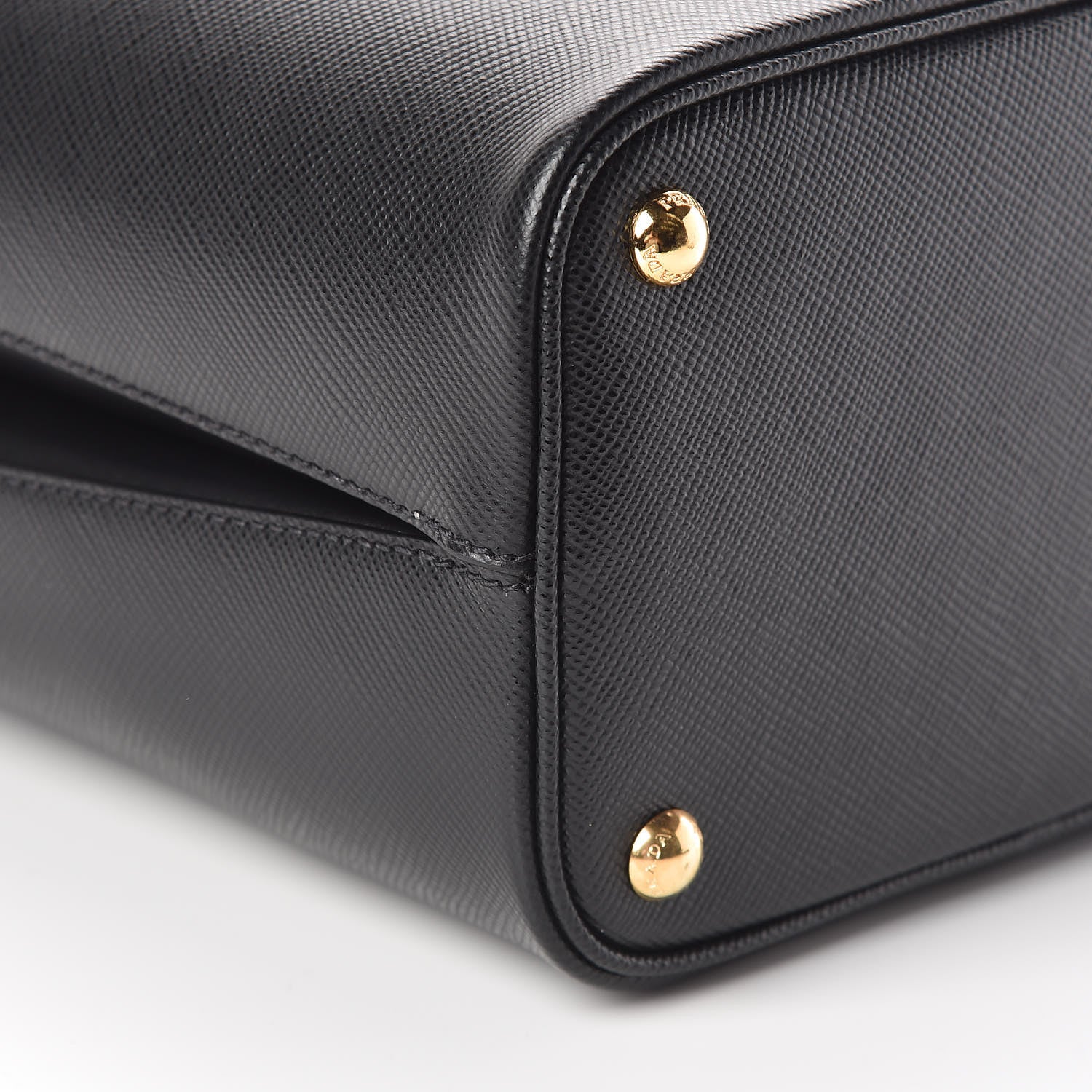 Prada Saffiano Cuir Medium Panier Bucket Bag Black Fuoco 7 of 9