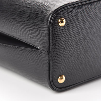 Prada Saffiano Cuir Medium Panier Bucket Bag Black Fuoco 7 of 9