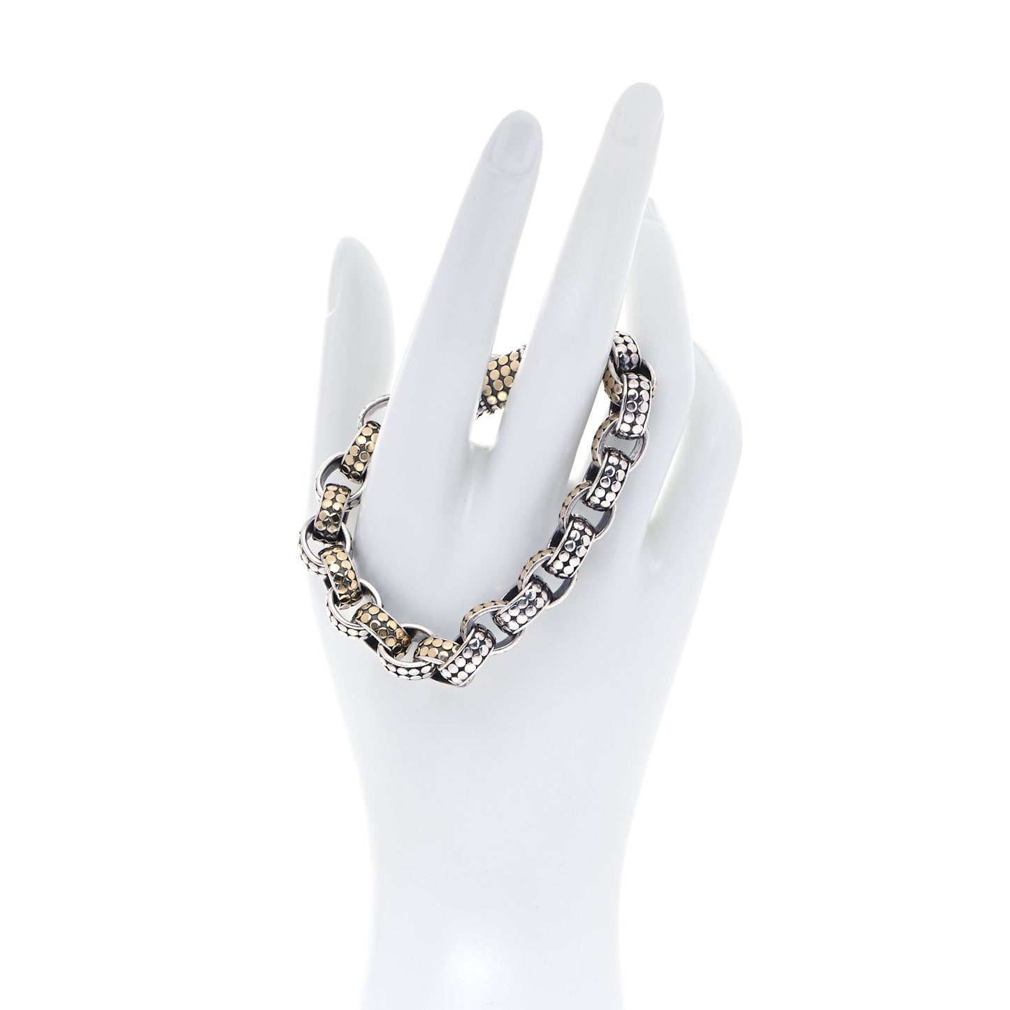 Sterling Silver 18K Yellow Gold Dot Link Bracelet