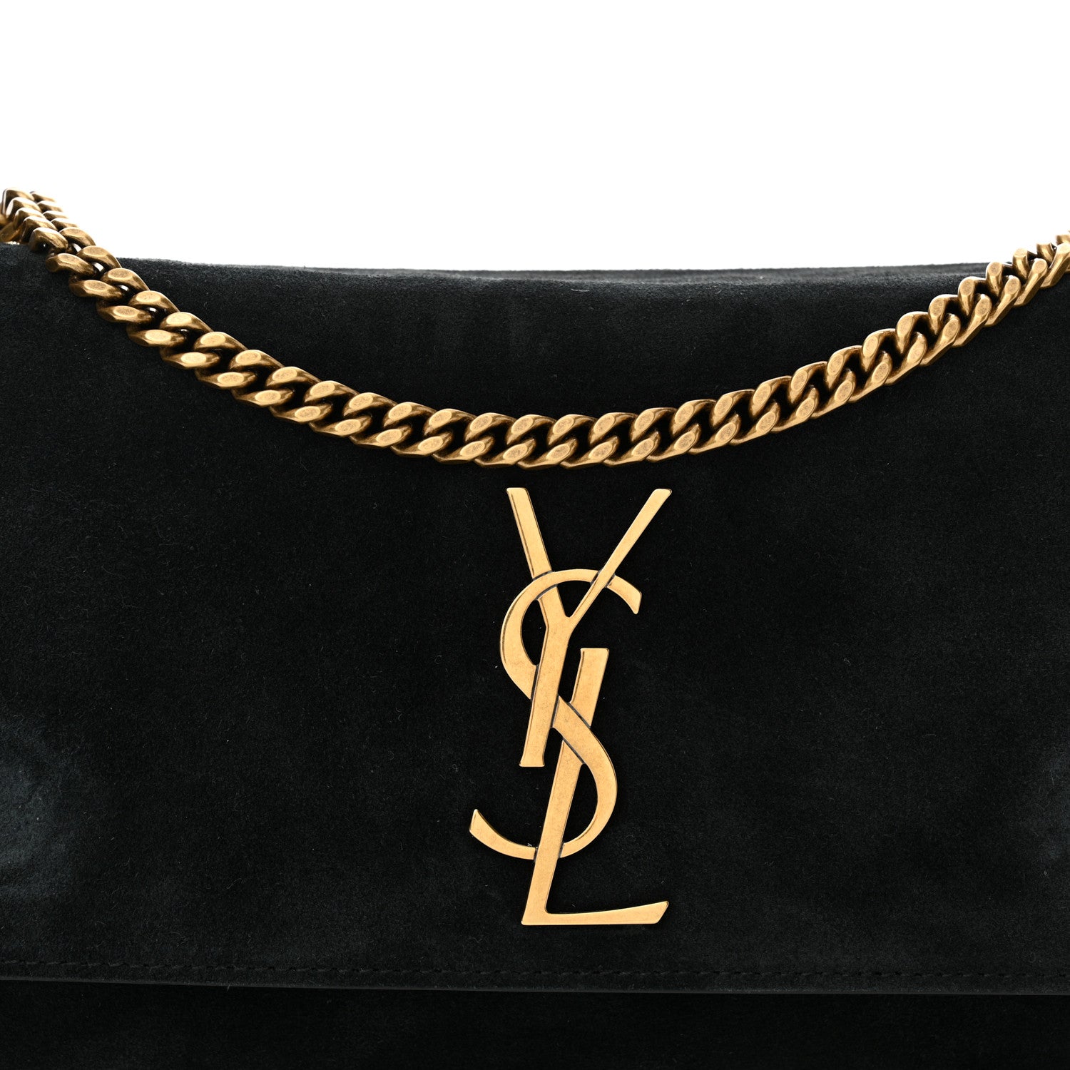 Saint Laurent Smooth Calfskin Suede Small Reversible Monogram Kate Satchel Black 12 of 18
