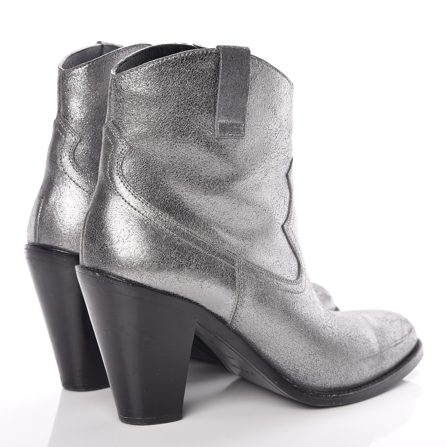 Saint Laurent Metallic Suede Curtis Ankle Boots 39 Dark Silver 4 of 22