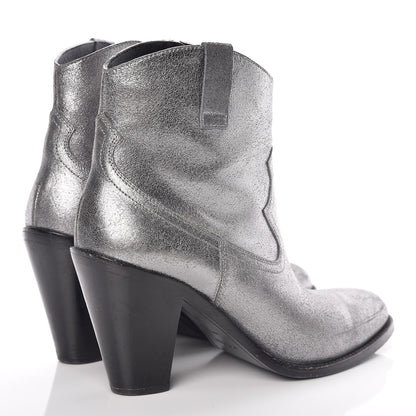 Saint Laurent Metallic Suede Curtis Ankle Boots 39 Dark Silver 4 of 22