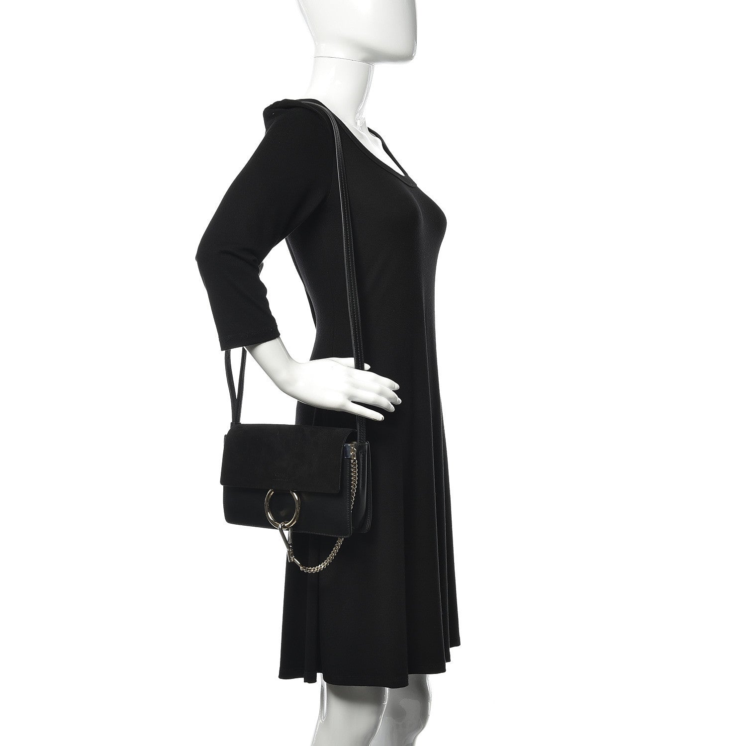 Chloe Suede Calfskin Small Faye Shoulder Bag Black 2 of 10