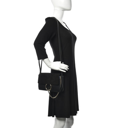 Chloe Suede Calfskin Small Faye Shoulder Bag Black 2 of 10