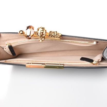 Alexander McQueen Calfskin Crocodile Embossed Knuckle Flat Clutch Black Gold 5 of 10