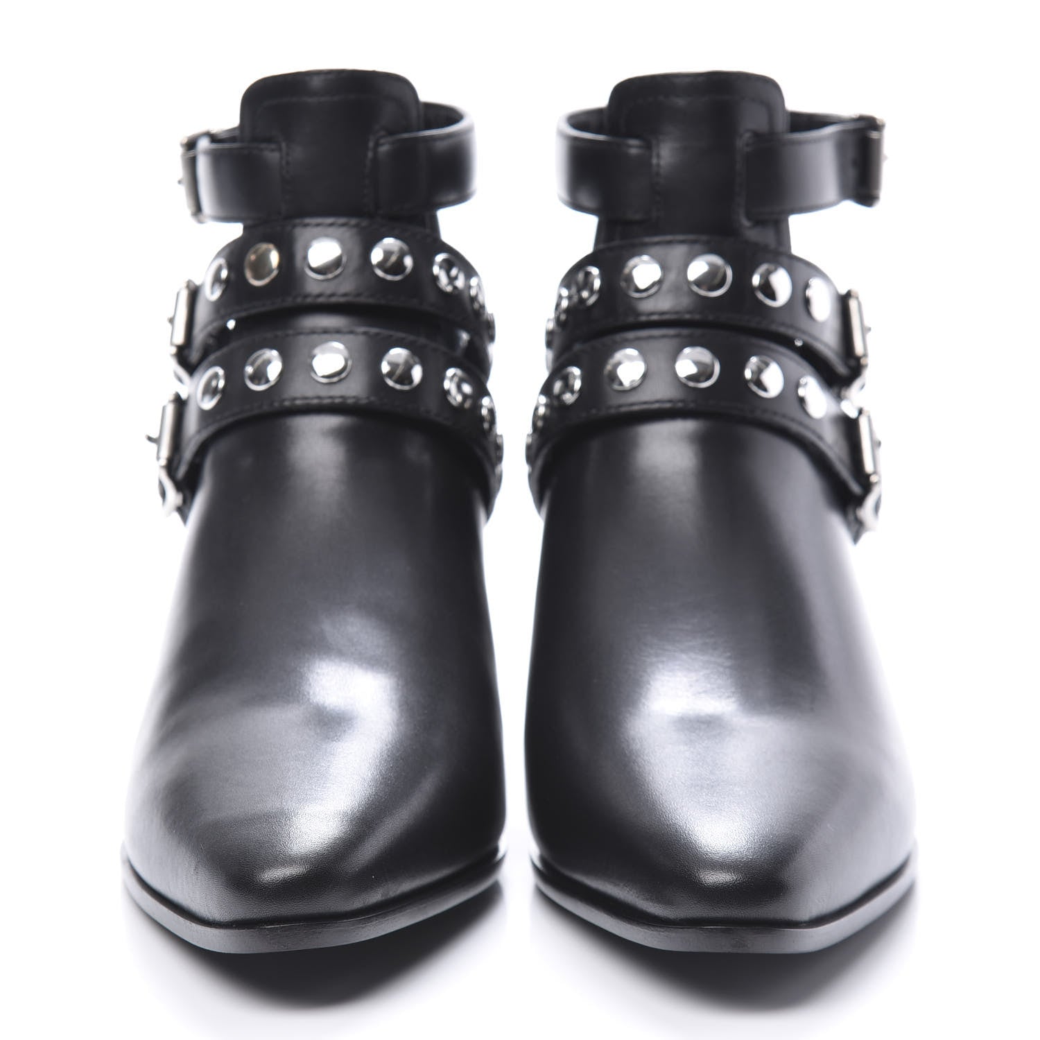 Saint Laurent Calfskin Rock Rivet Stud Booties 36 Black 2 of 8