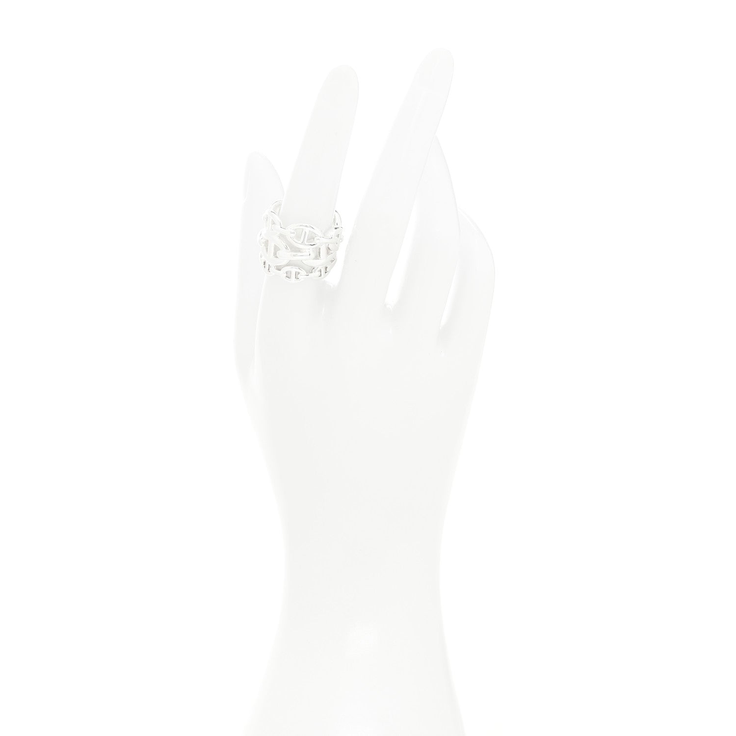 Hermes Sterling Silver GM Chaine d'Ancre Enchainee Band Ring 55 7.25 2 of 5