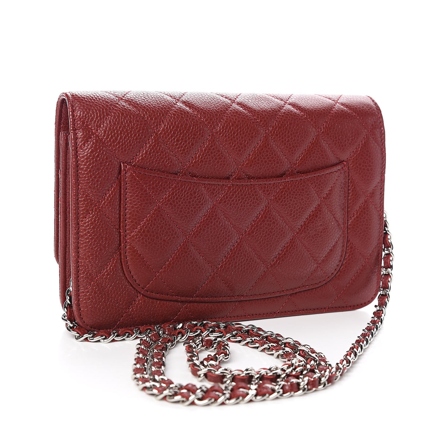 Caviar Quilted Wallet On Chain WOC Dark Red