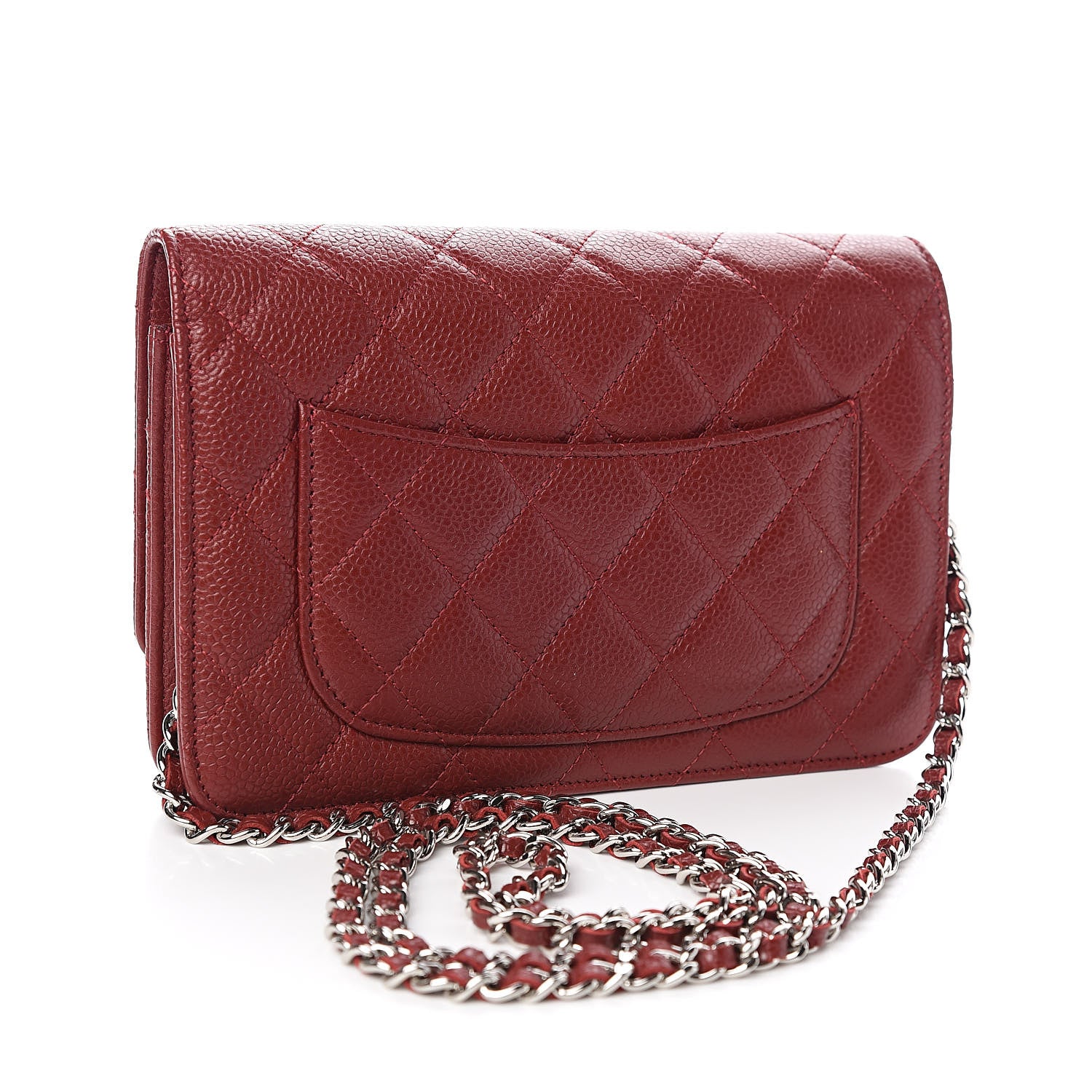 Chanel Caviar Quilted Wallet On Chain WOC Dark Red 3 of 12