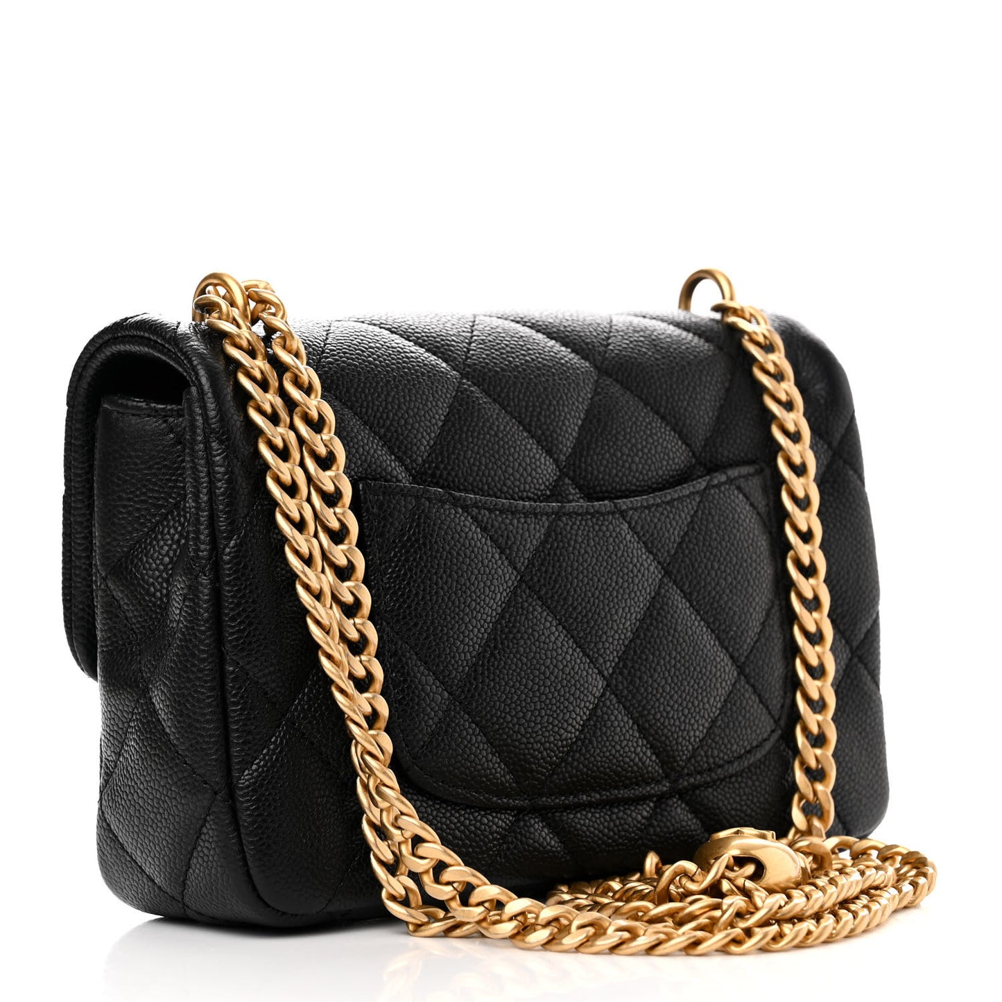 Caviar Quilted Mini Sweetheart Rectangular Flap Black