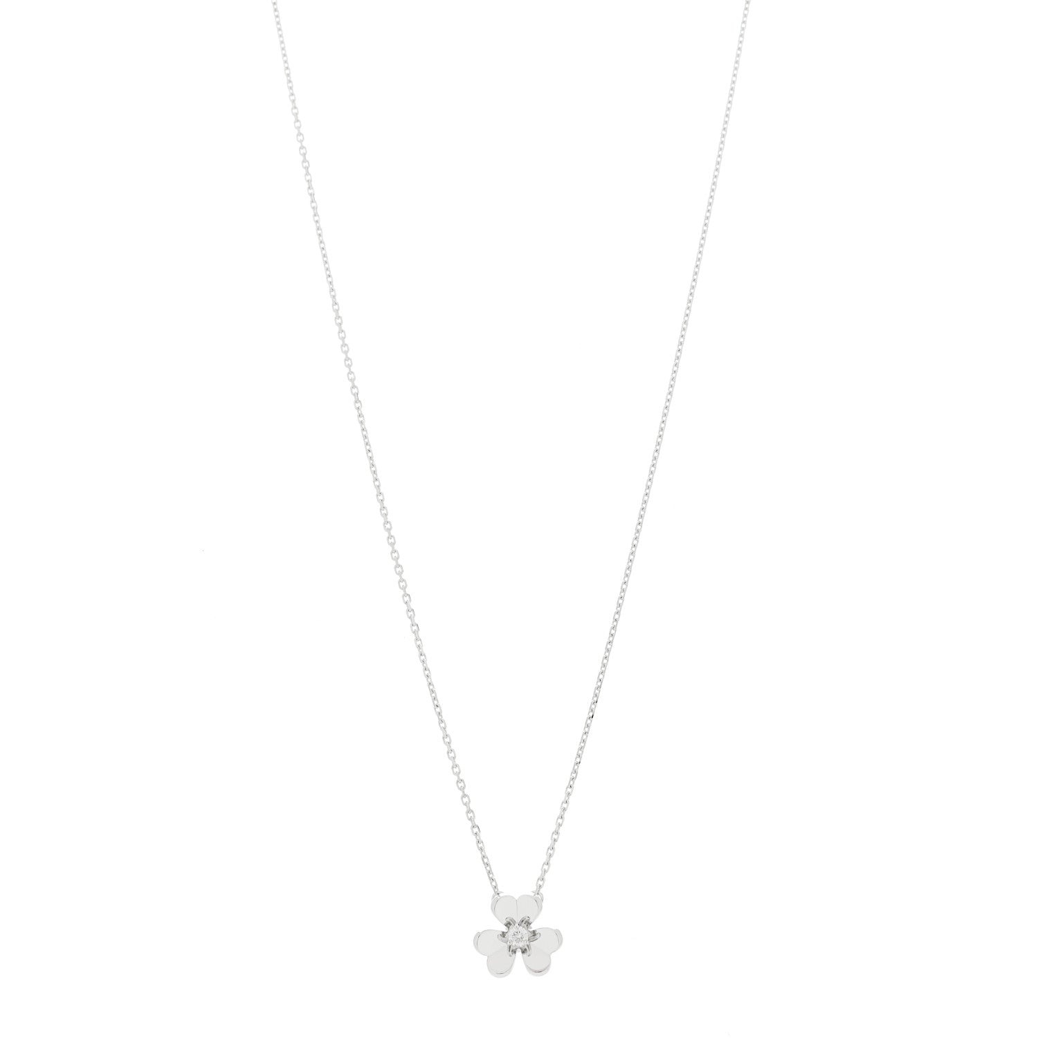 Van Cleef & Arpels 18K White Gold Diamond Mini Frivole Pendant Necklace 1 of 6