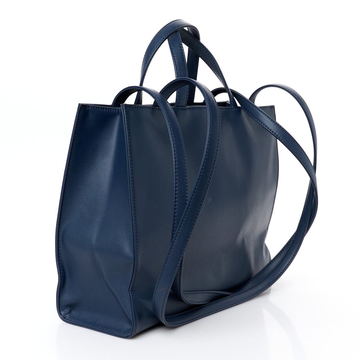 Vegan Leather Medium Shopping Bag  Navy
