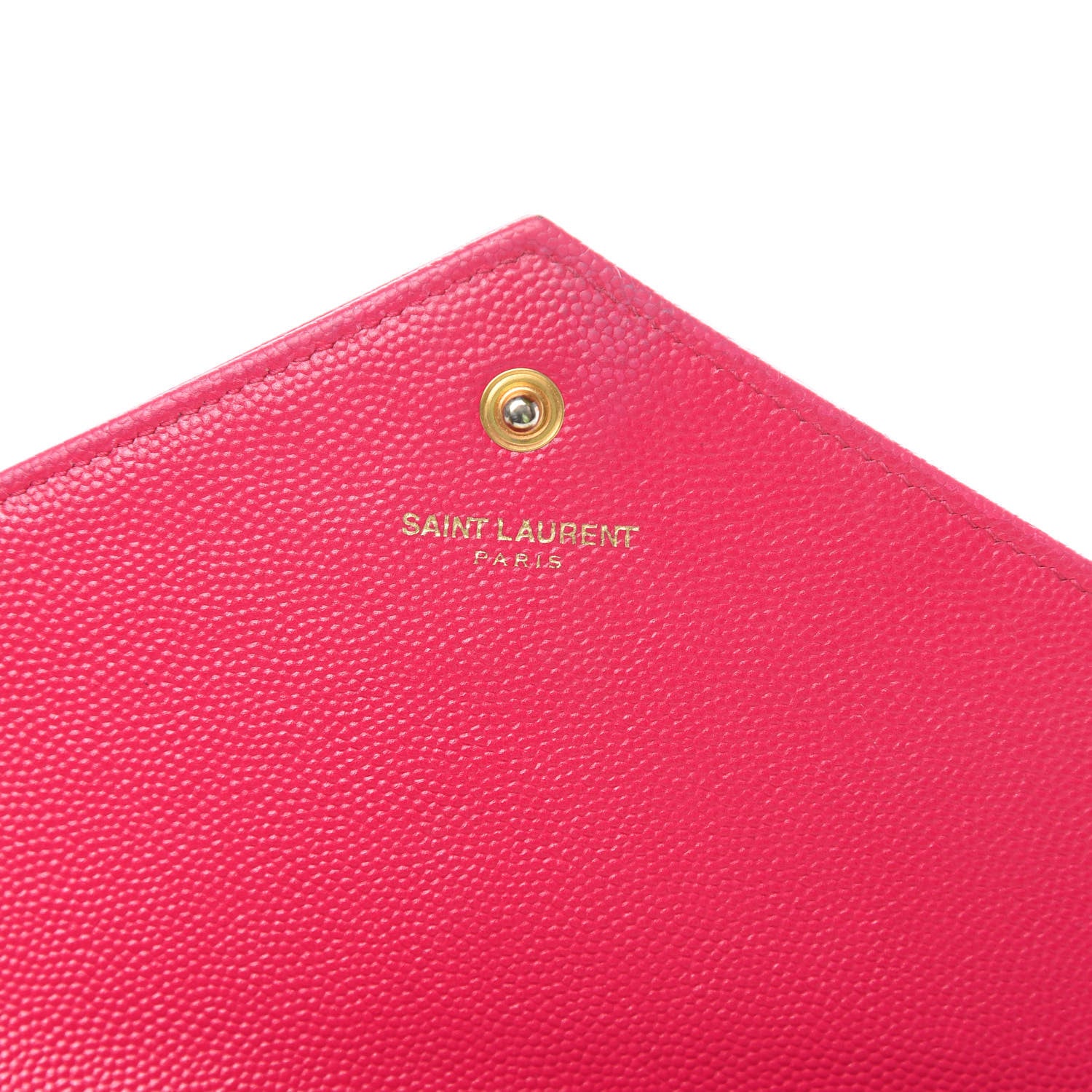 Saint Laurent Grain De Poudre Matelasse Chevron Monogram Chain Wallet Bubblegum 6 of 19