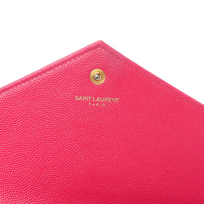 Saint Laurent Grain De Poudre Matelasse Chevron Monogram Chain Wallet Bubblegum 6 of 19