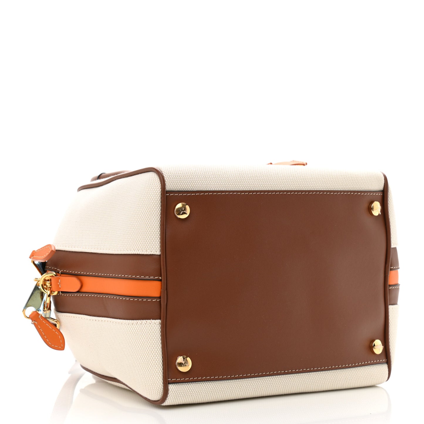 Cotton Canvas Small Logo Cube Bag Natural Tan