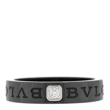 Bulgari 18K White Gold Ceramic Diamond B.Zero1 Essential Band Ring 61 9.75 Black 1 of 5