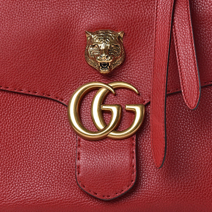 Gucci Calfskin Feline Medium GG Marmont Top Handle Bag Vulcanic Red 10 of 16