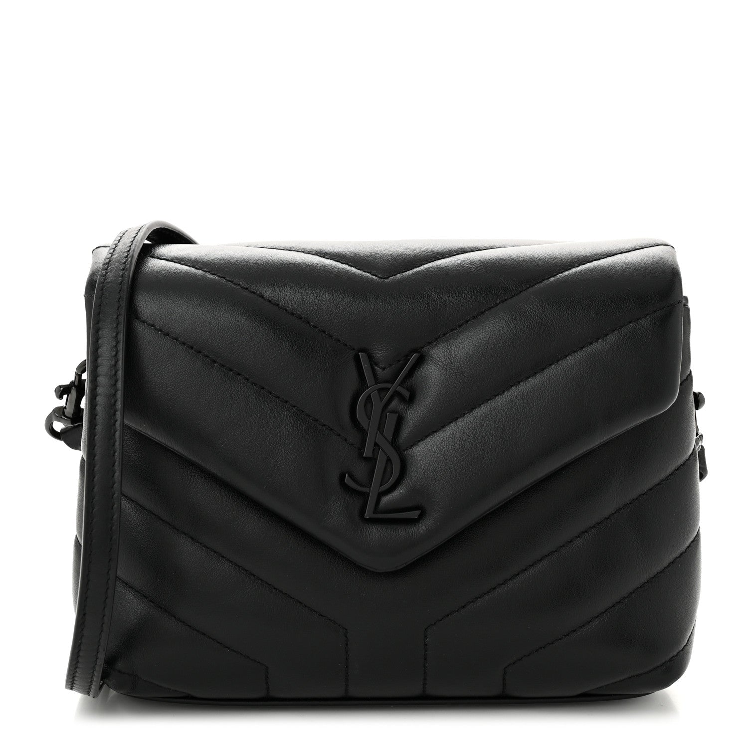 Saint Laurent Calfskin Y Quilted Monogram Monochrome Toy Loulou Crossbody Bag Black 1 of 11