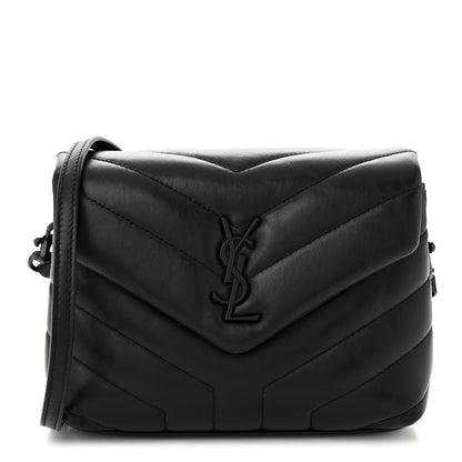 Saint Laurent Calfskin Y Quilted Monogram Monochrome Toy Loulou Crossbody Bag Black 1 of 11