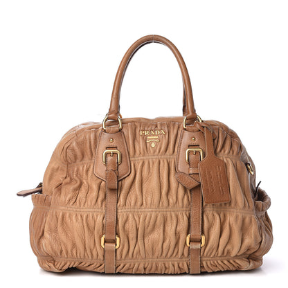 Prada Cervo Deerskin Gaufre Dome Satchel Naturale 1 of 30