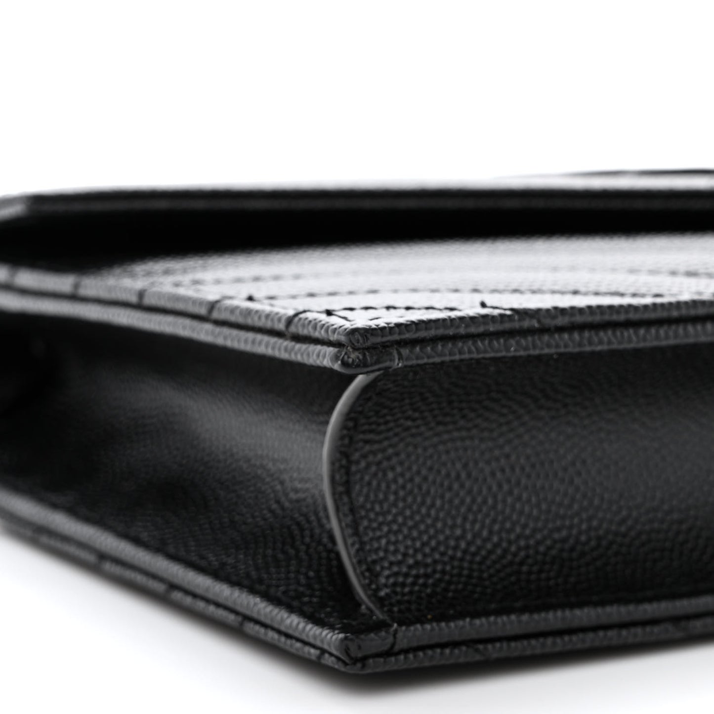 Grain De Poudre Matelasse Chevron Monogram Monochrome Envelope Chain Wallet Black