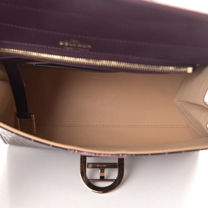 Delvaux Metallic Crocodile MM Brillant Satchel Plum Lavender 5 of 10