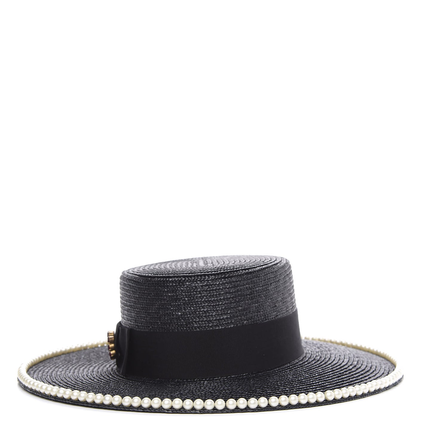 Straw Pearl Embellished Notte Hat S 56