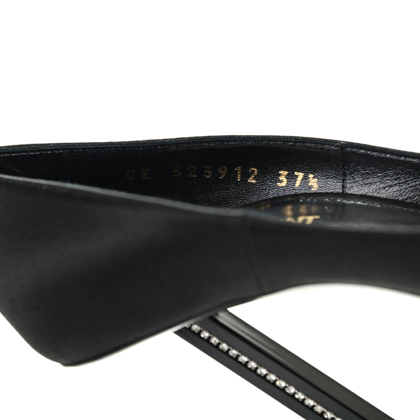 Satin Crystal Embellished Tower 110 Pump 37.5 Black