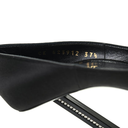 Saint Laurent Satin Crystal Embellished Tower 110 Pump 37.5 Black 15 of 20