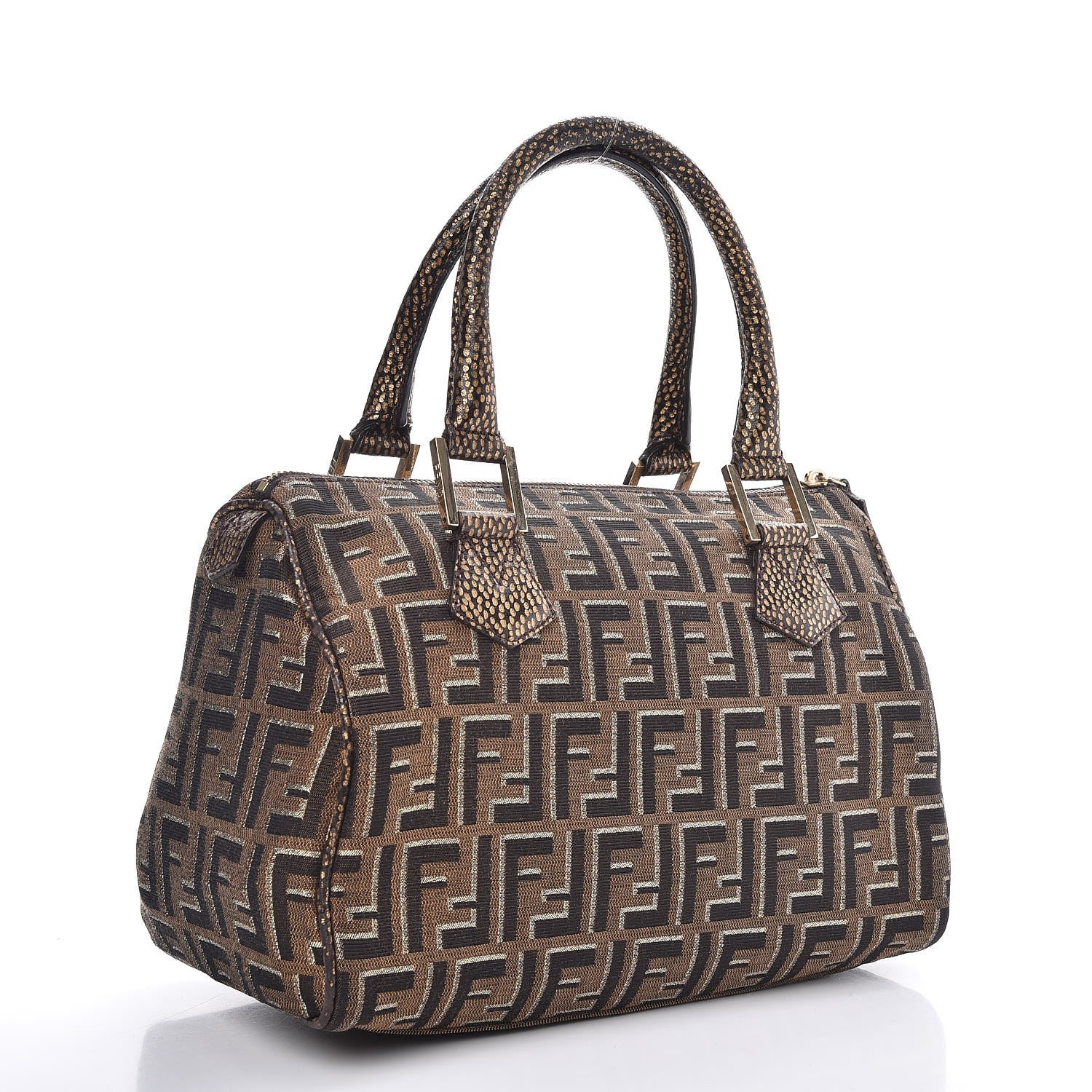 Fendi Zucca Vitello Medium Chef Boston Tobacco Oro Moro 3 of 7