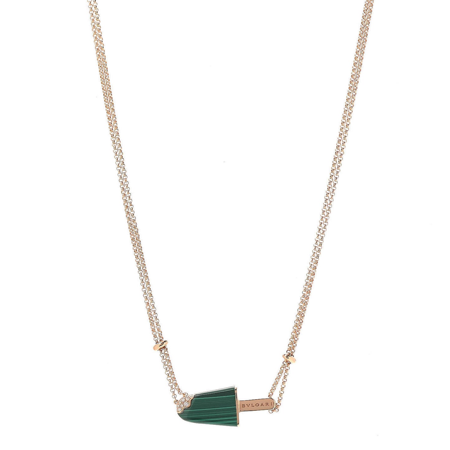 18K Rose Gold Diamond Malachite Gelati Necklace