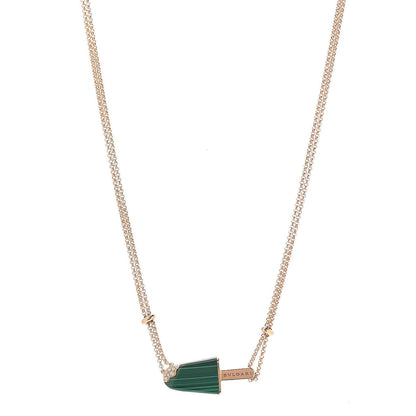 Bulgari 18K Rose Gold Diamond Malachite Gelati Necklace 1 of 8