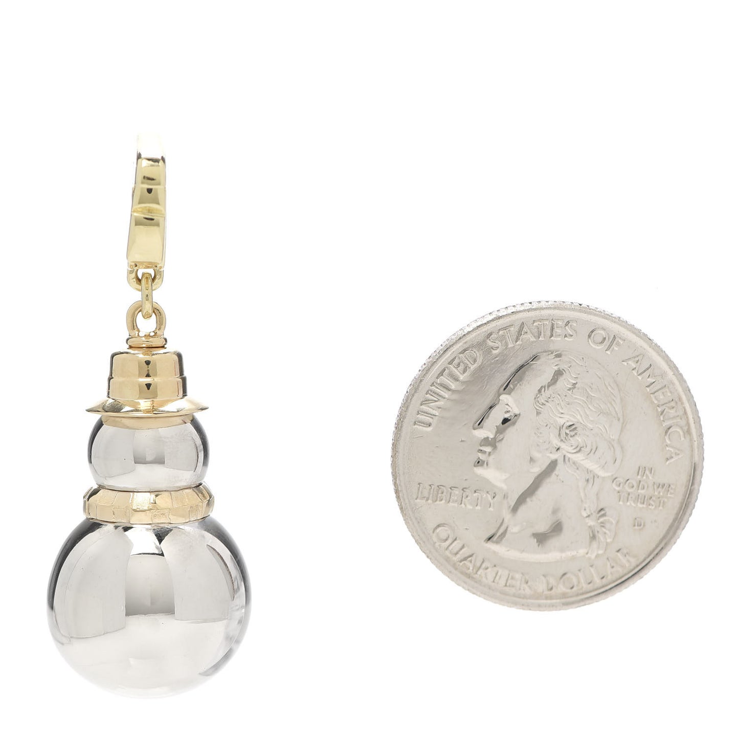 18K Yellow Pink White Gold Black Onyx Snowman Charm Pendant