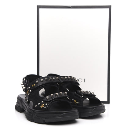 Gucci Nappa Mesh Studded Mens Aguru Sandals 12 Black 8 of 8