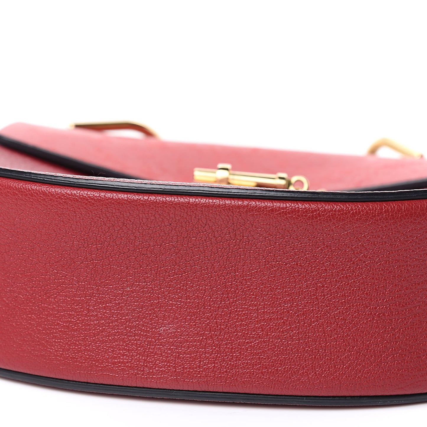 Grained Calfskin Lambskin Drew Shoulder Bag Red