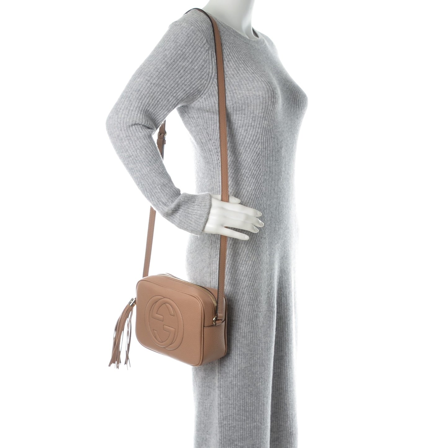 Pebbled Calfskin Small Soho Disco Bag Rose Beige