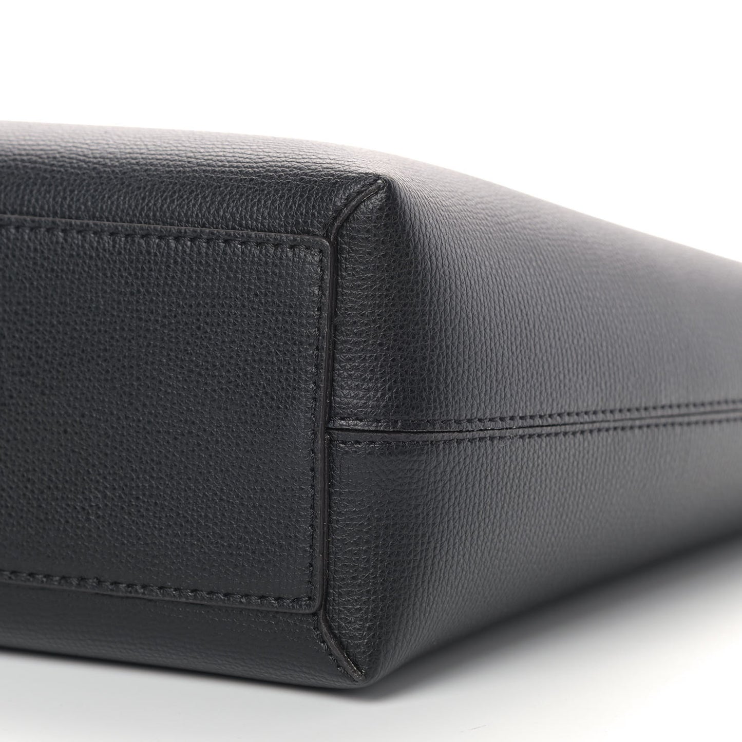 Grainy Calfskin Haymarket Check Small Reversible Tote Black