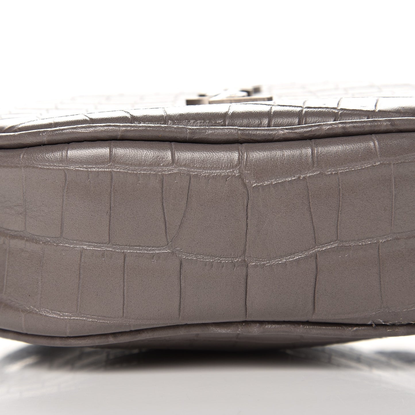 Calfskin Crocodile Embossed Monogram Blogger Bag Fog
