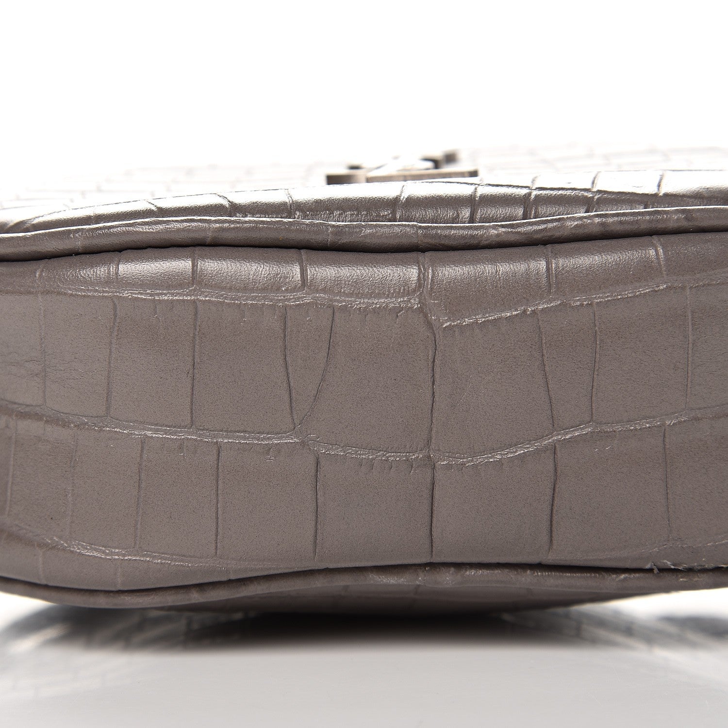 Saint Laurent Calfskin Crocodile Embossed Monogram Blogger Bag Fog 7 of 8