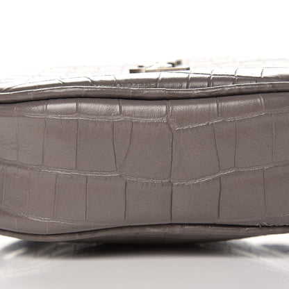 Saint Laurent Calfskin Crocodile Embossed Monogram Blogger Bag Fog 7 of 8
