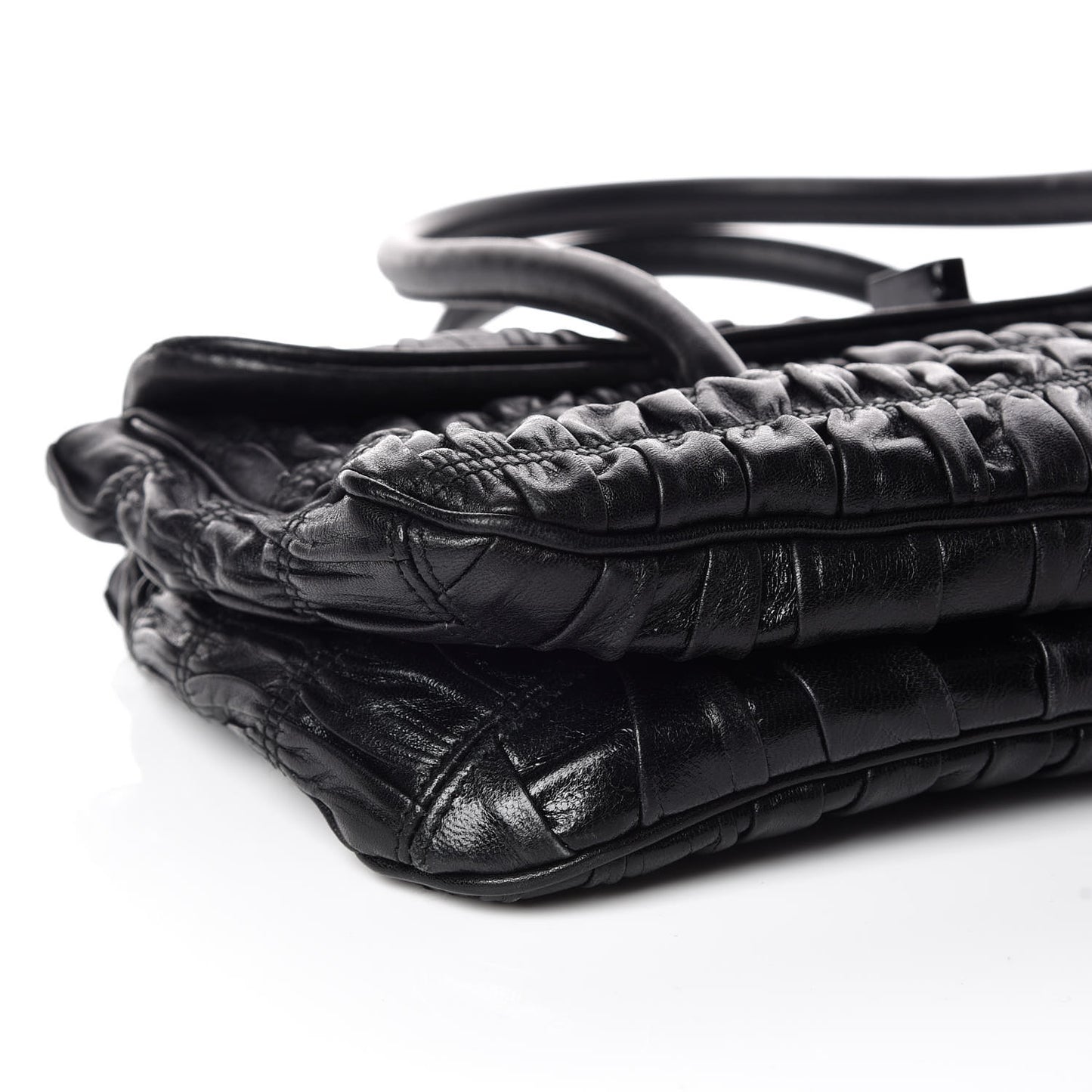 Nappa Gaufre Flap Bag Black