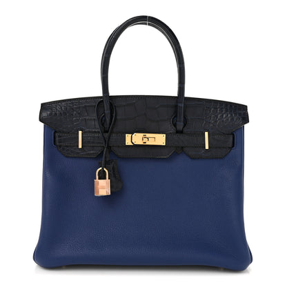 Hermes Taurillon Novillo Matte Alligator Birkin Touch 30 Bleu Saphir Bleu Marine 1 of 12