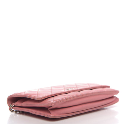 Chanel Lambskin Quilted Wallet On Chain WOC Pink 4 of 15
