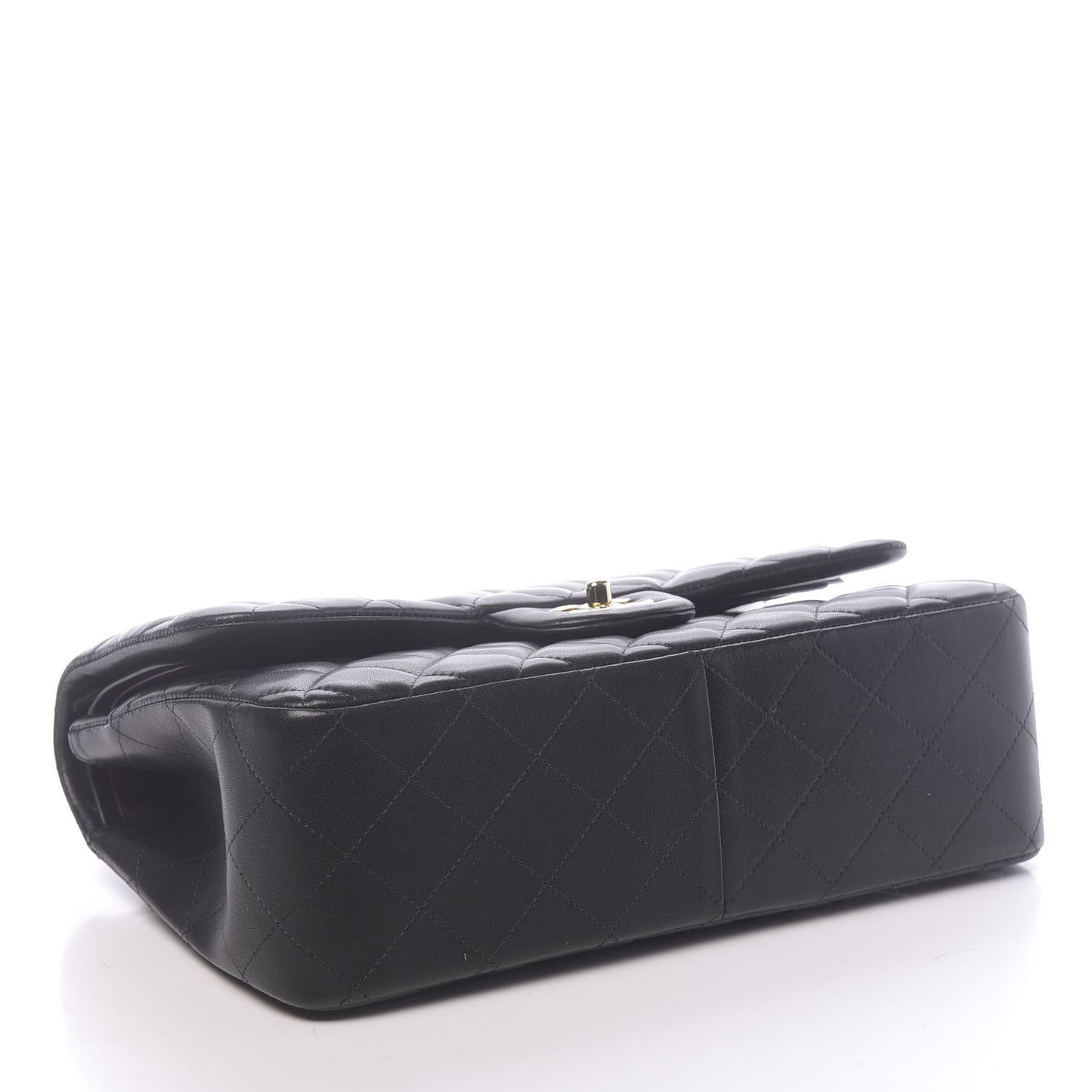Lambskin Quilted Jumbo Double Flap Black