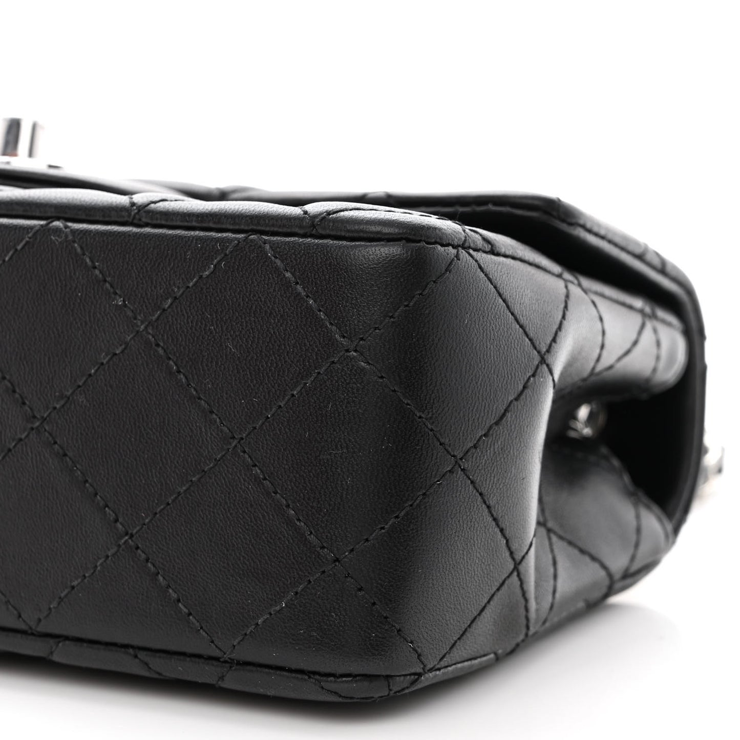 Lambskin Quilted Mini Rectangular Flap Black