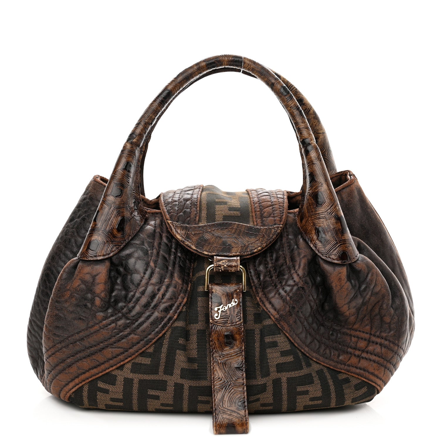 Fendi Zucca Nappa Nuvolata Vitello Tortuga Spy Tobacco Moro 1 of 13