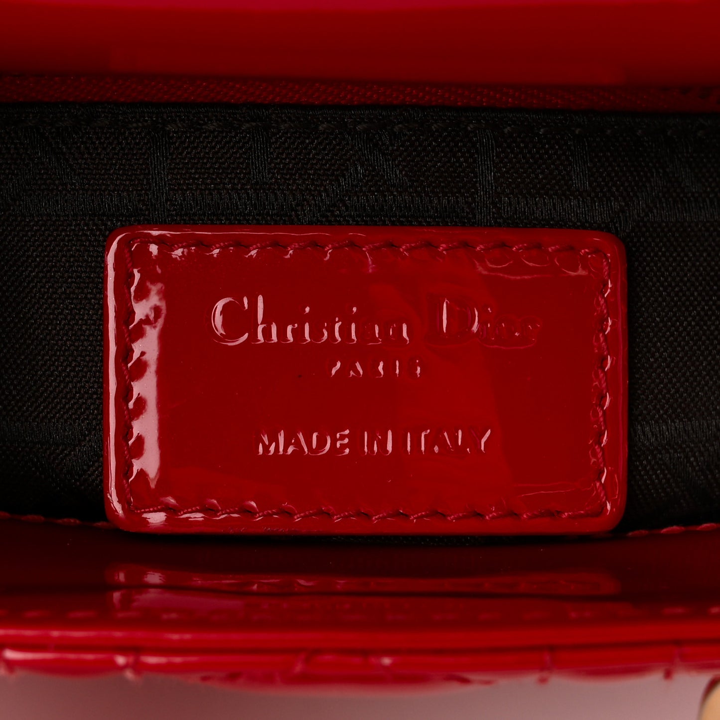 Patent Cannage Mini Lady Dior Red