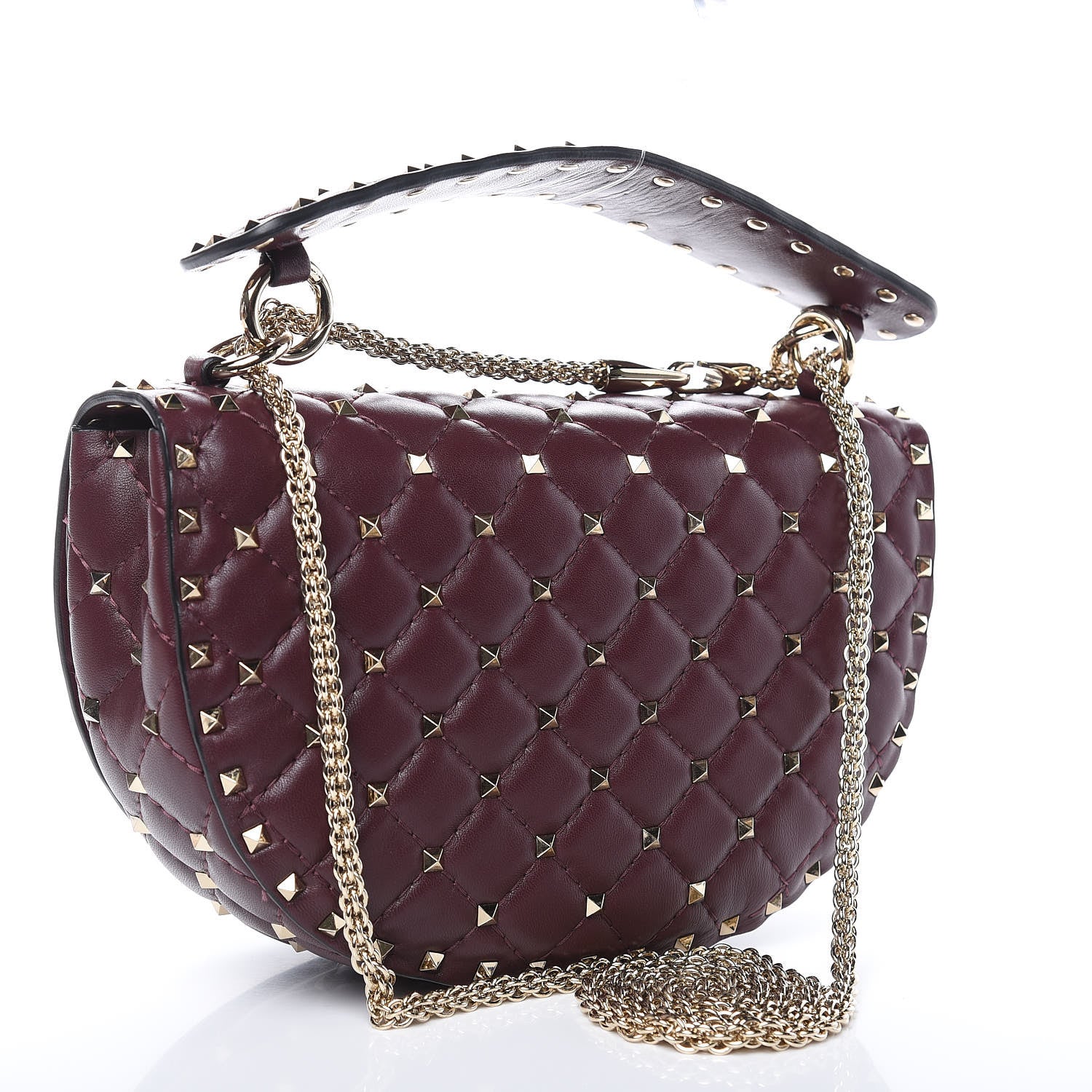Valentino Garavani Nappa Medium Rockstud Spike Halfmoon Saddle Bag Rubin 3 of 10