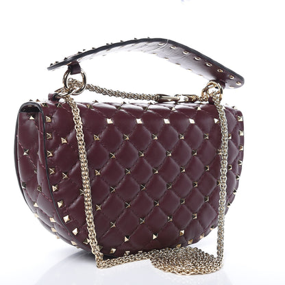 Valentino Garavani Nappa Medium Rockstud Spike Halfmoon Saddle Bag Rubin 3 of 10